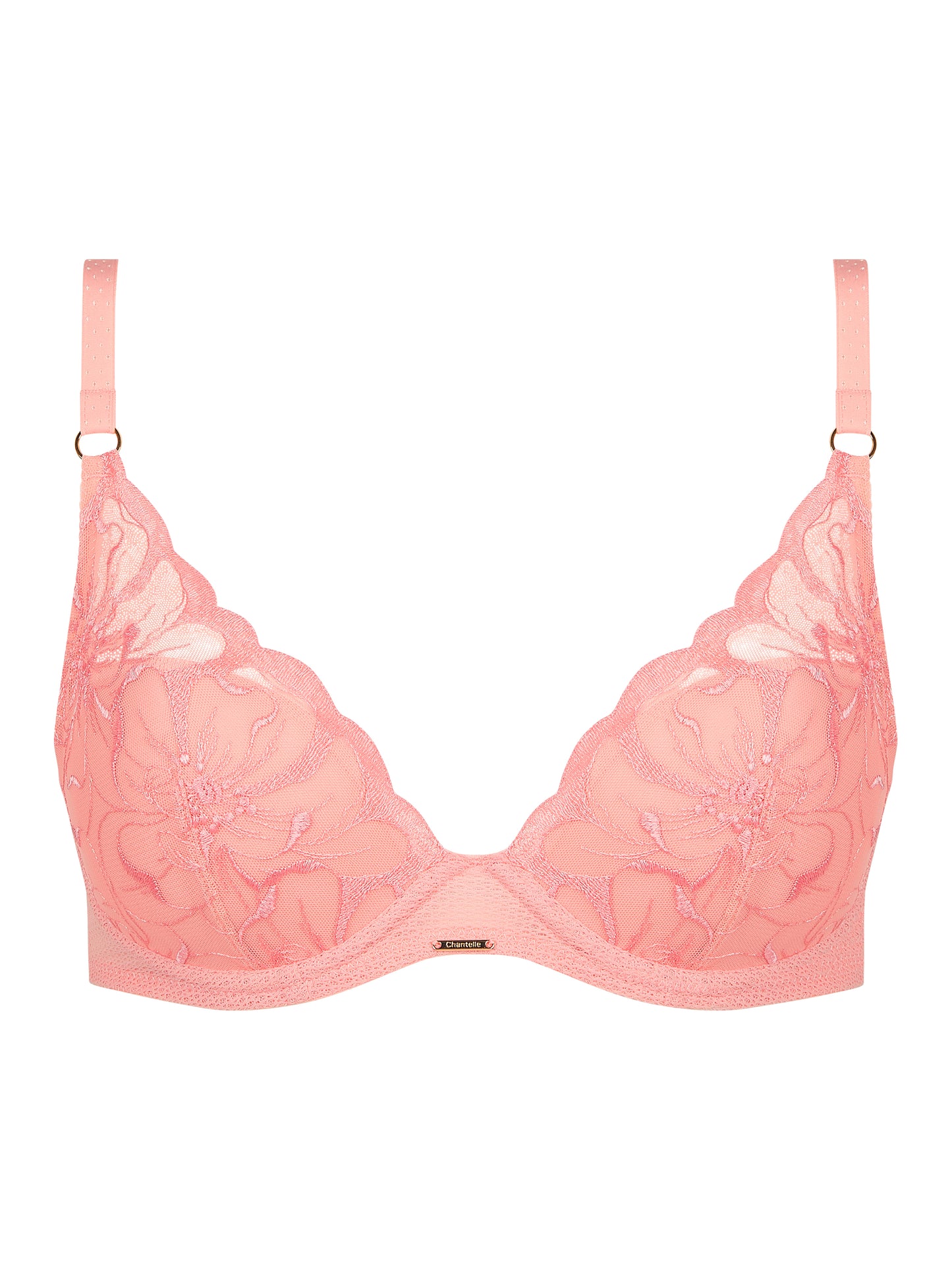 Soutien-gorge plongeant Chantelle - Fleurs - Pêche - 06V