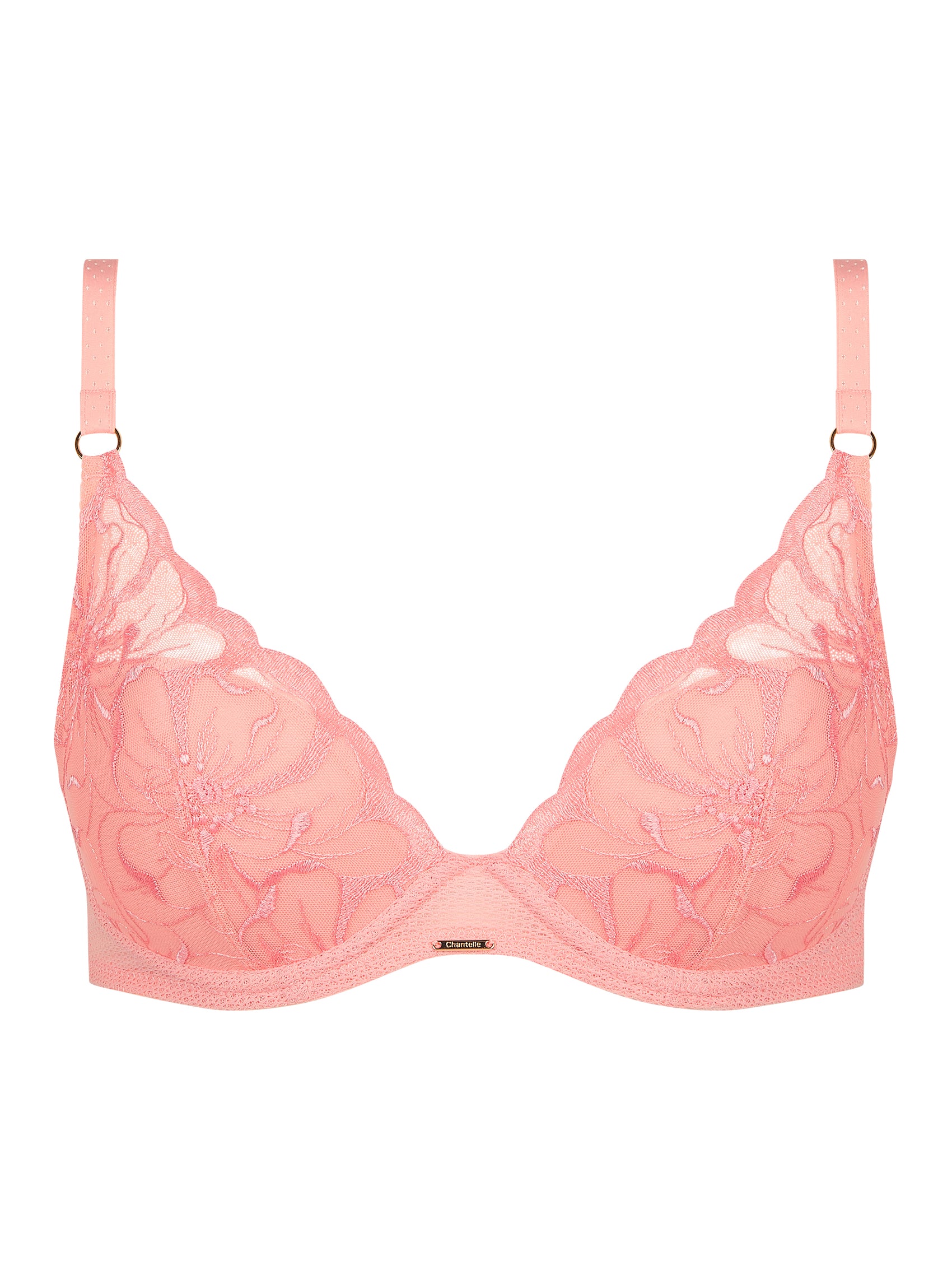 Soutien-gorge plongeant Chantelle - Fleurs - Pêche - 06V