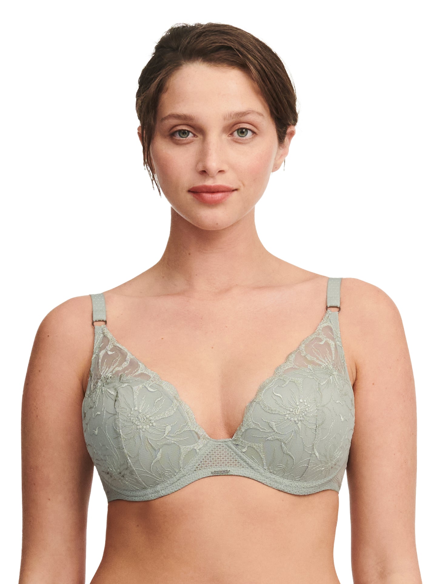 Soutien-gorge plongeant Chantelle - Fleurs - Vert - 0TM