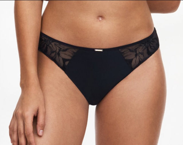 Culotte Chantelle - Fleurs - Noire - 011