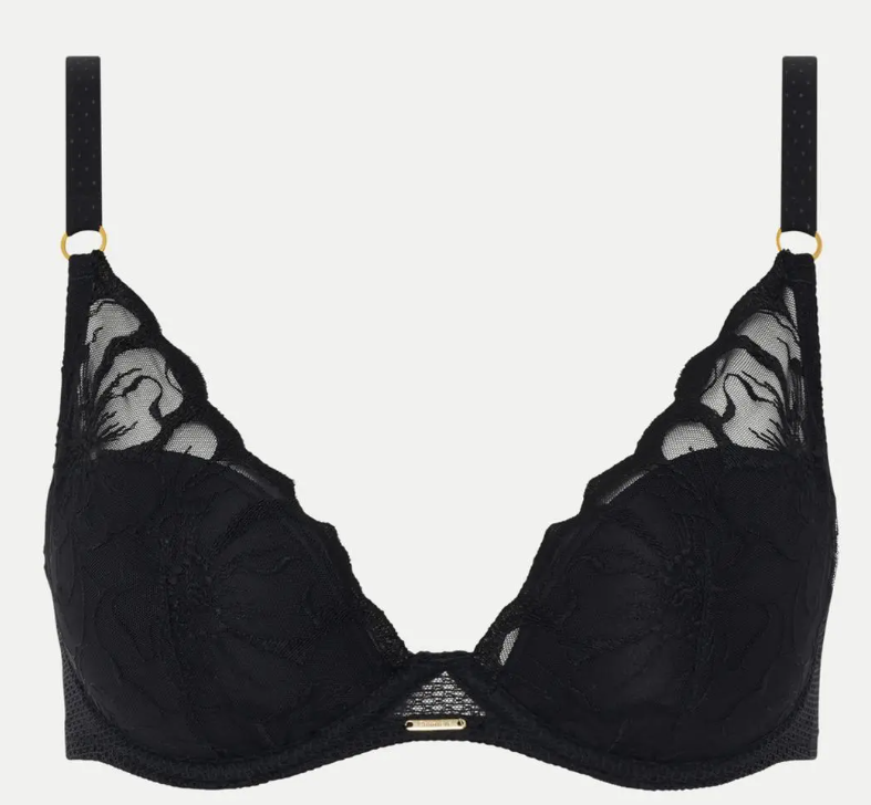 Soutien-gorge plongeant Chantelle - Fleurs - Noir - 011