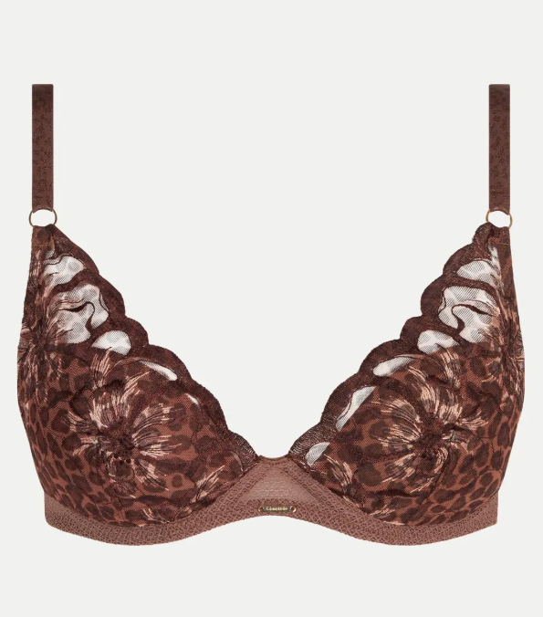 Soutien-gorge plongeant Chantelle - Fleurs - Marron - 0WF