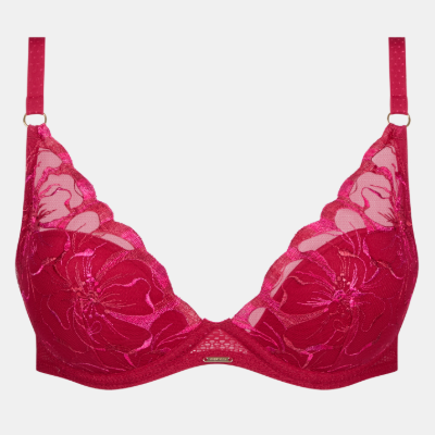 Soutien-gorge plongeant Chantelle - Fleurs - Rouge - B01