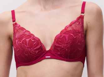 Soutien-gorge plongeant Chantelle - Fleurs - Rouge - B01