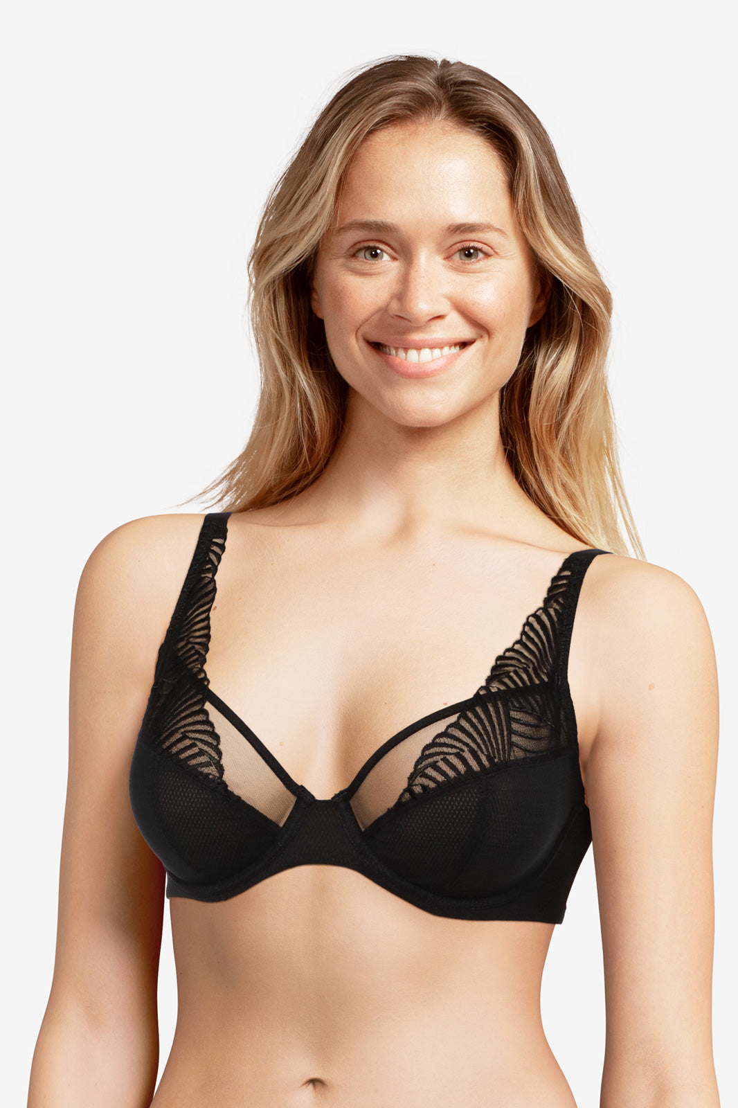 Soutien-gorge plongeant Femilet - Delicate Blossom - Noir - 011